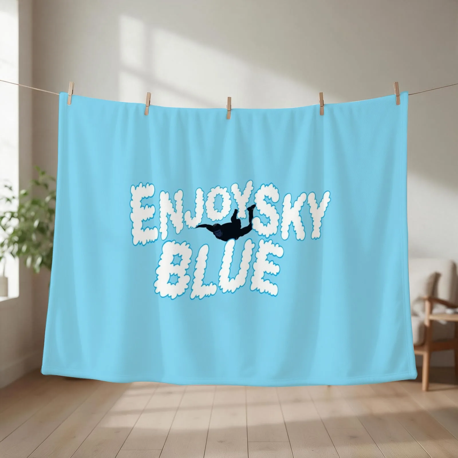 Enjoy Sky Blue Throw Blanket couch cozy soft plush fuzzy picnic outdoor blanket