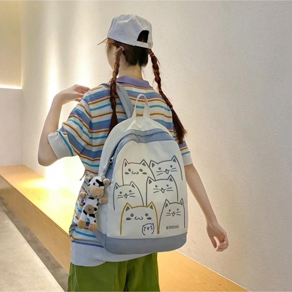 

Fashion High Capacity Women's Backpack Waterproof Wear Resistant College Backpack Cat Pattern Nylon School Bags Adult