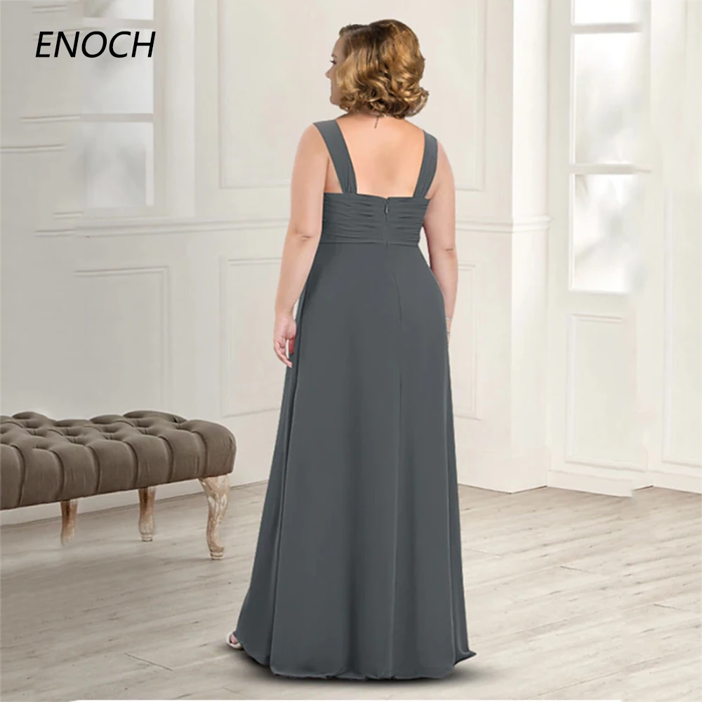 ENOCH elegante a-line abiti per la madre della sposa colletto quadrato cerniera posteriore pieghettata abito da festa in Chiffon con giacca Vestidos