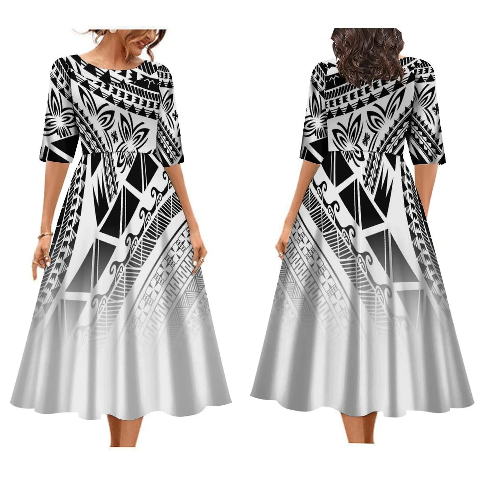 Party Maxi Dress For Women Polynesian Tattoo Print Art Designer Short Sleeve Women'S Dress Summer Dress 2024