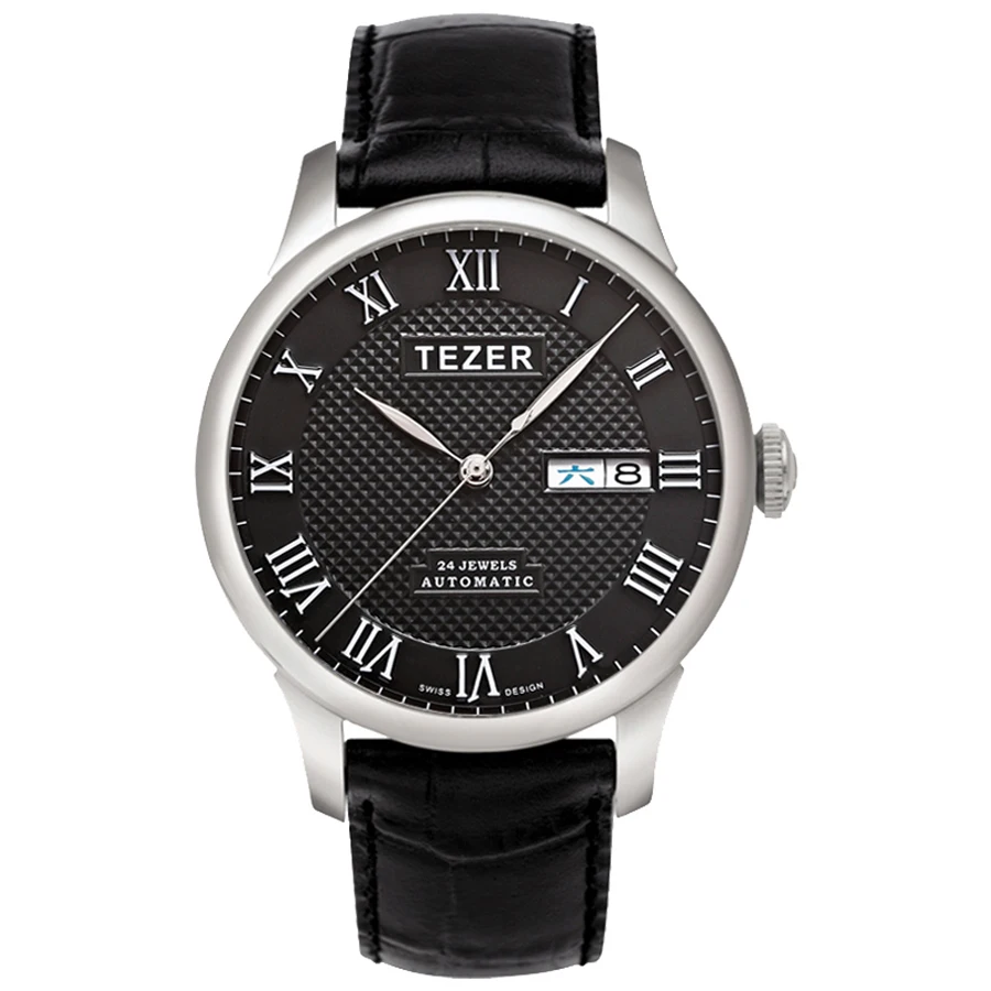 TEZER Men Automatic Watch | Day‑Date Display | Sapphire Glass | 50M Water Resistant Business Mechanical Wristwatch