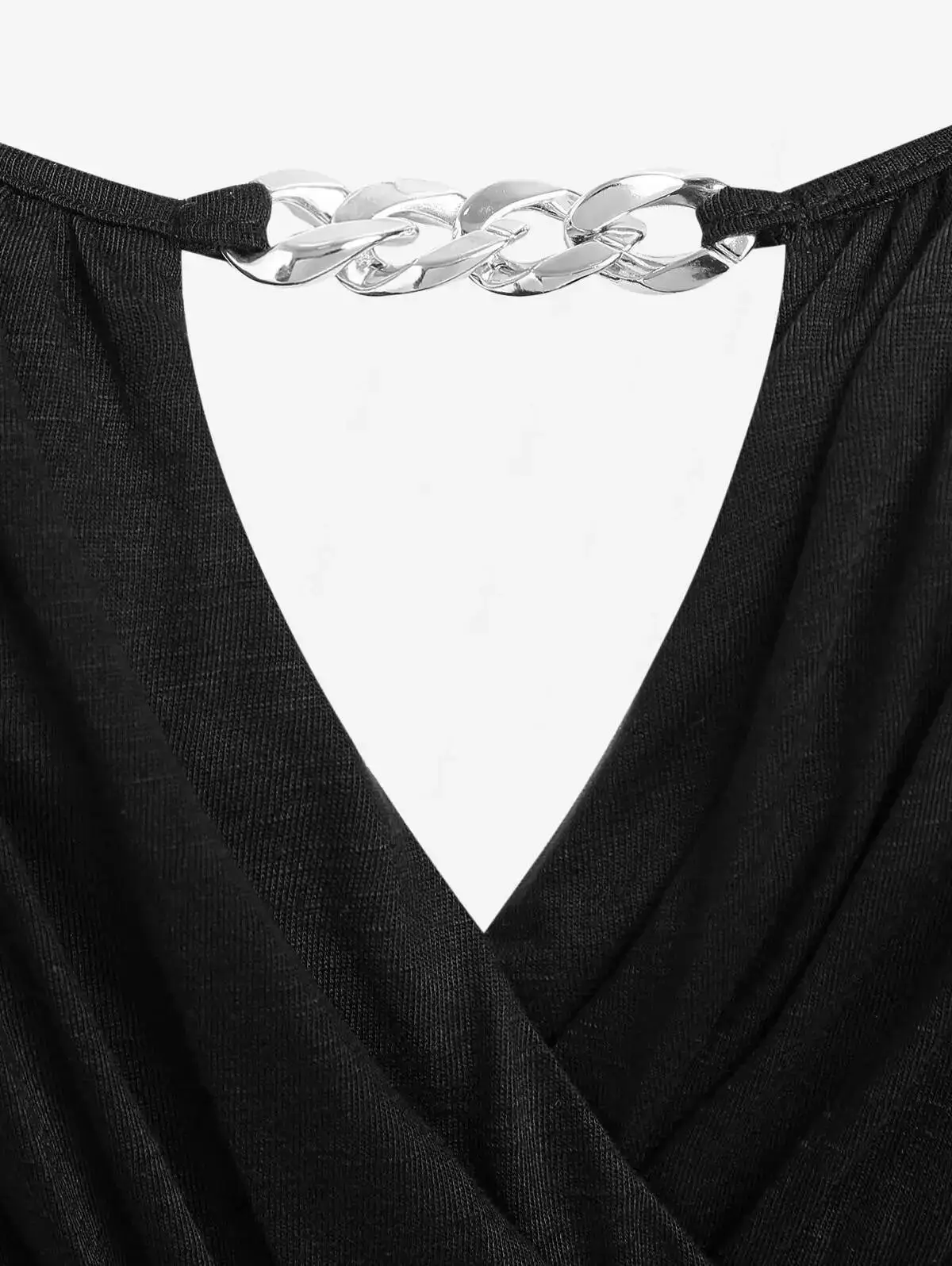 

ROSEGAL плюс размер, цепочка, панель, рукав-бабочка, объемный топ с поясом, женские футболки с вырезом из замочной скважины, лето 2029, модные однотонные футболки