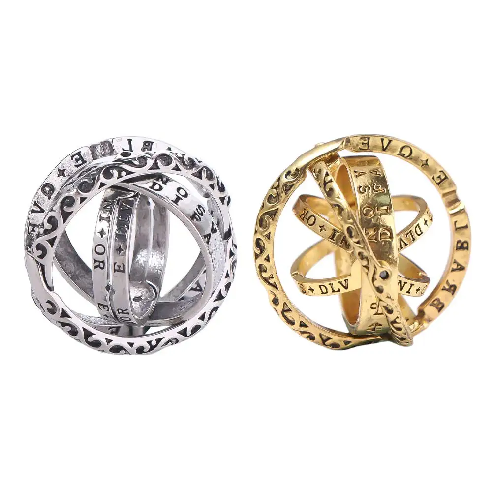 Retro Style Astronomical Ball Ring Rotating Planet Universe Sphere Metamorphic Cosmic Ring Reversed Interesting