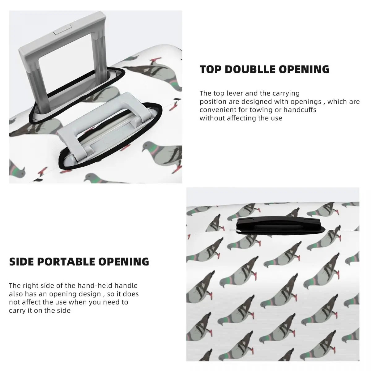 Pigeon Walk 2020, 검은색 배경 여행 가방 커버 보호 18-32인치용 탄성 여행용 수하물 보호 커버