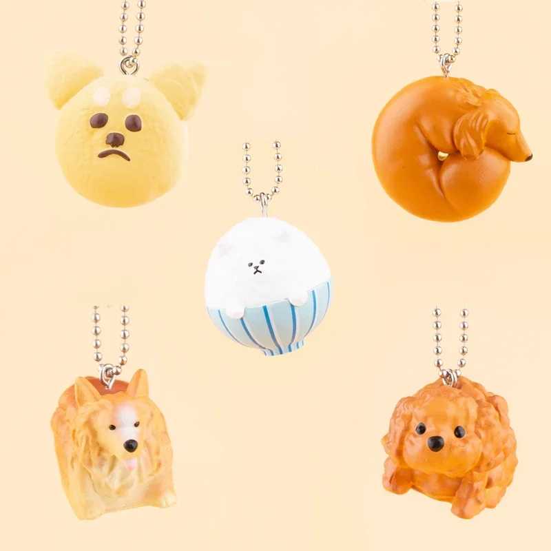 QUALIA Capsule Gachapon Toy Dog Shape Biscuits Model Keychain Purses Bag Pendants Ornaments Accessories Kids Gifts