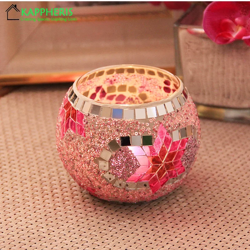Moroccan Glass Tea Light Candle Holder Porcelain Mosaic Glass Candle Holder Home Decoration Wedding Centerpiece