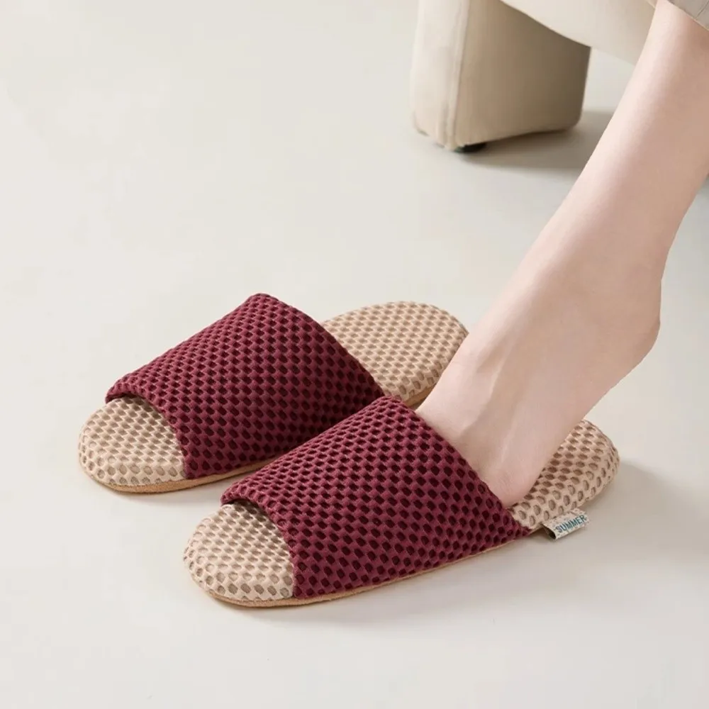 Silent Quiet Japanese Style Indoor Slippers PU Leather Anti-slip Bottom Simple Carpet Slippers Sweat Absorption Soft Bottom