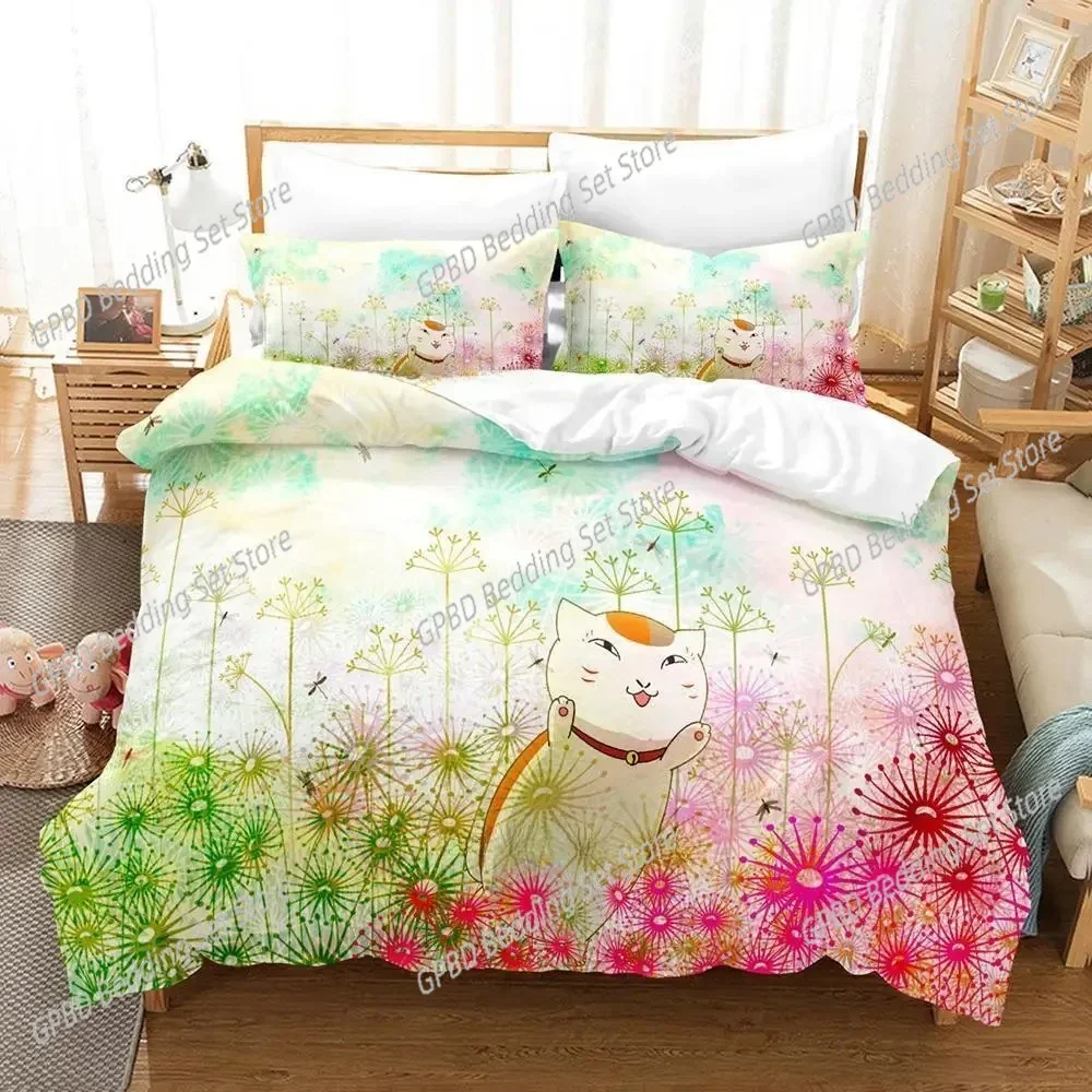 Anime Natsume's Book of Friends Bedding Set Boys Girls Twin Queen King Size Duvet Cover Pillowcase Bed boys Adult Home Textile