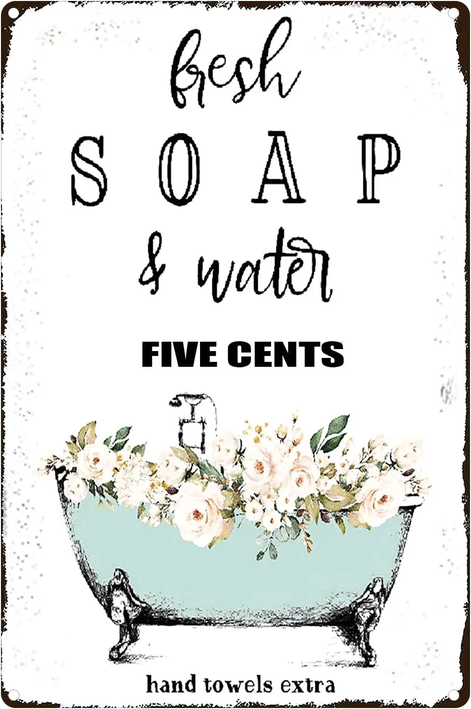 Vintage Art Metal Tin Sign Hot Soap Water Five Cents Retro Metal Signs, Art Wall Decor Posterfor Garage Family Bar Cafe Roo sign