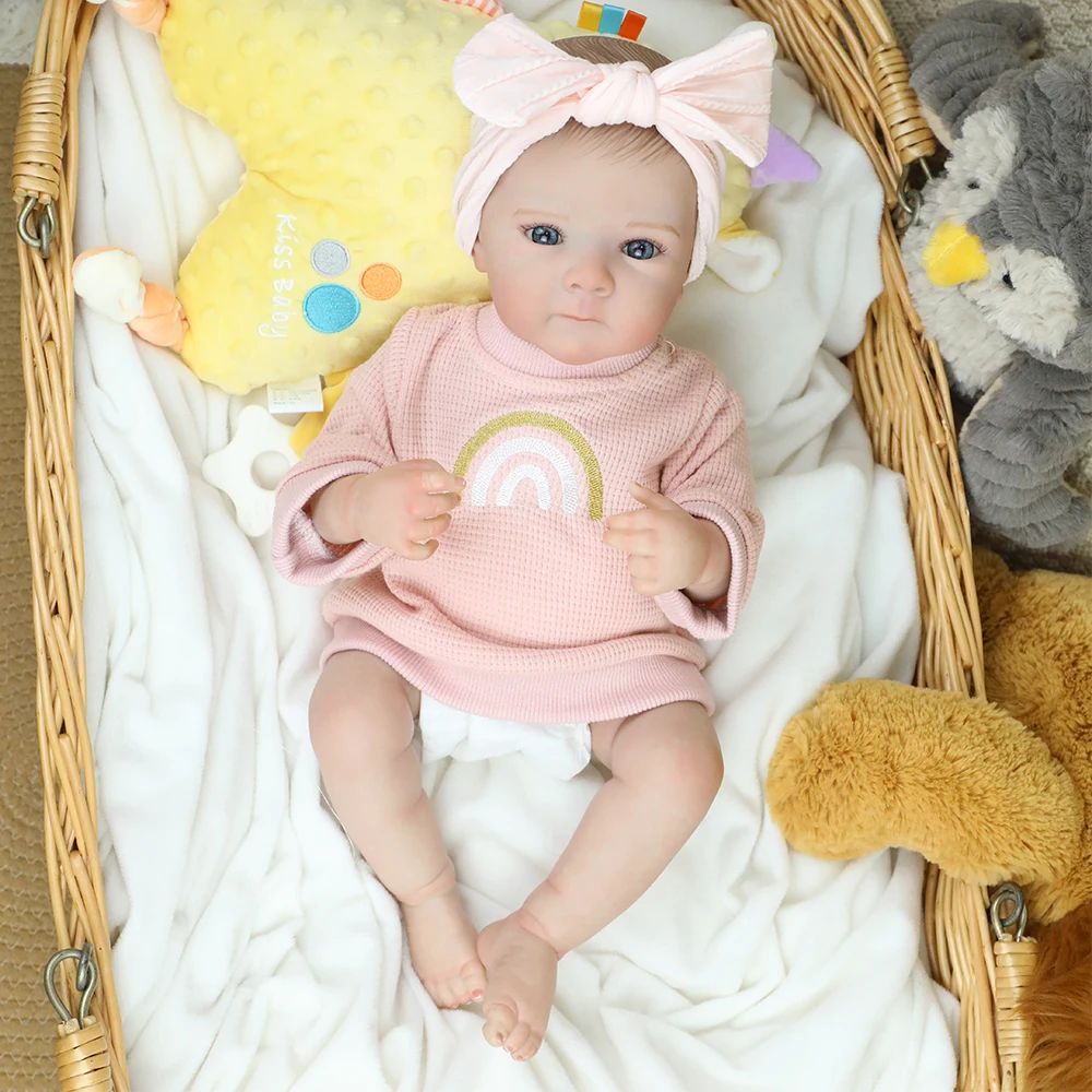 19inch Bebe Reborn Baby Newborn Doll Girl Bettie Full Body Vinyl Silicone Cuddly Hair-painted Doll Kids Girls Christmas Gifts