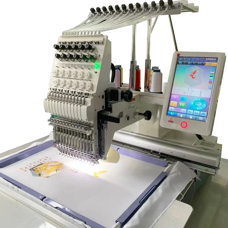 1200 RPM High Speed Brother Ptp One Head Sewing Machinery Single Head Programmable Embroidery Machine For Cap Shirt