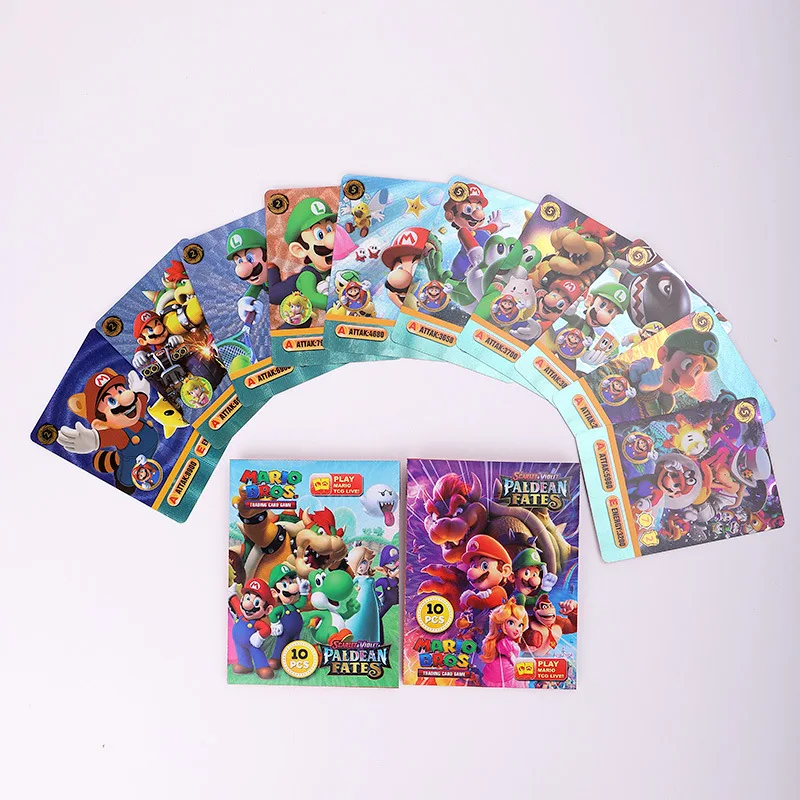 Super Mario Bros Gold Foil Card Luigi Toad DK Princess Peach Bowser Wario Board Game Collection Battle Trading Cards Toy Gift