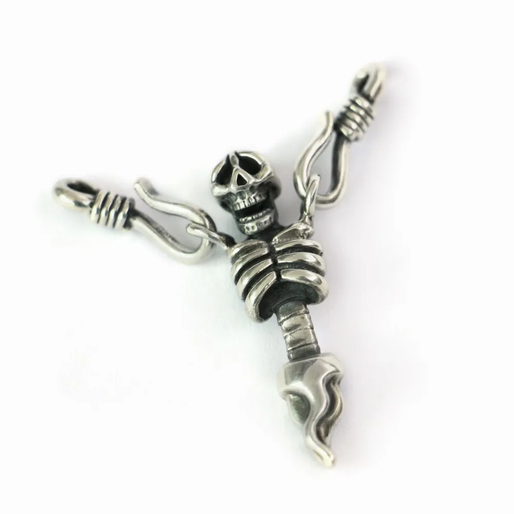 Upper Body Skull 925 Sterling Silver Pendant TA139 with 925 Sterling Silver Necklace 23 inches