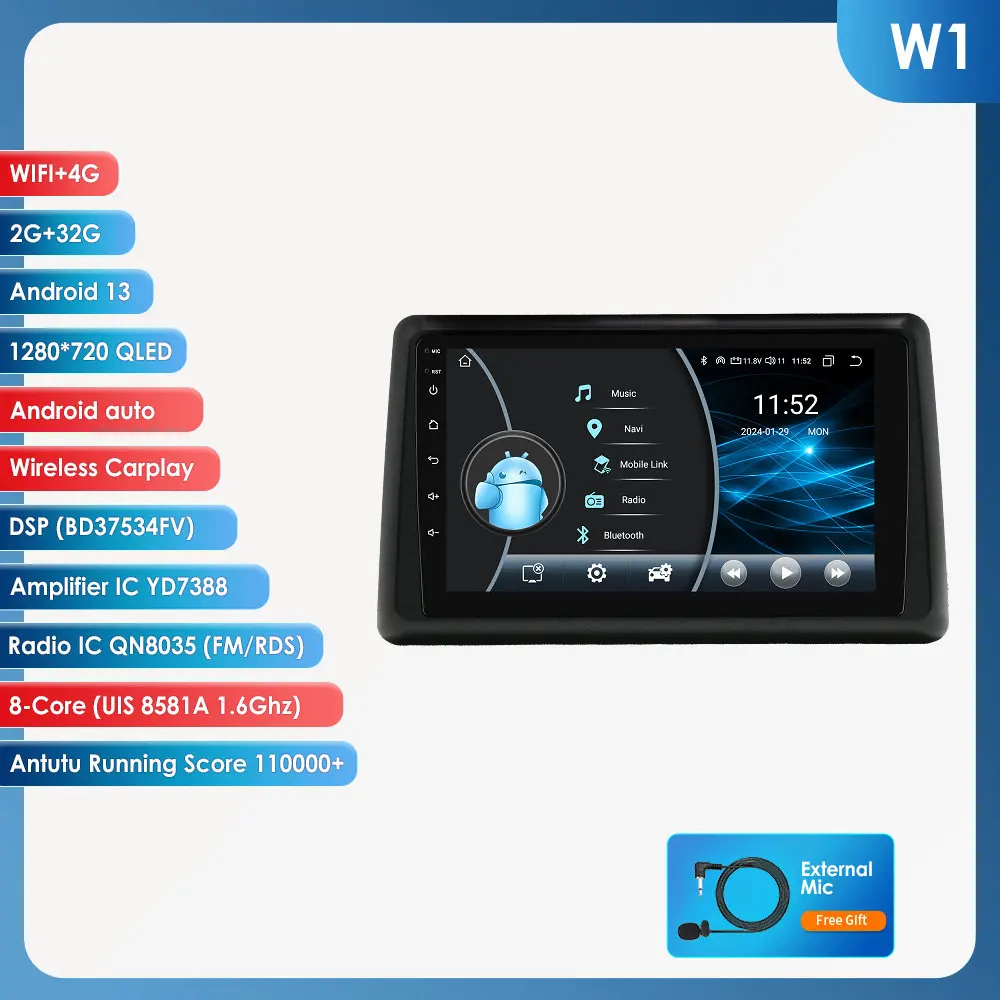 Autoradio voor Renault Express 2021 2022 Android Stereo Head Unit Videospeler GPS Touchscreen CARPLAY OBD Auto Intelligent Systems AI Voice 4G WiFi Automotive Monitor Multimedia Speler Video 2 din