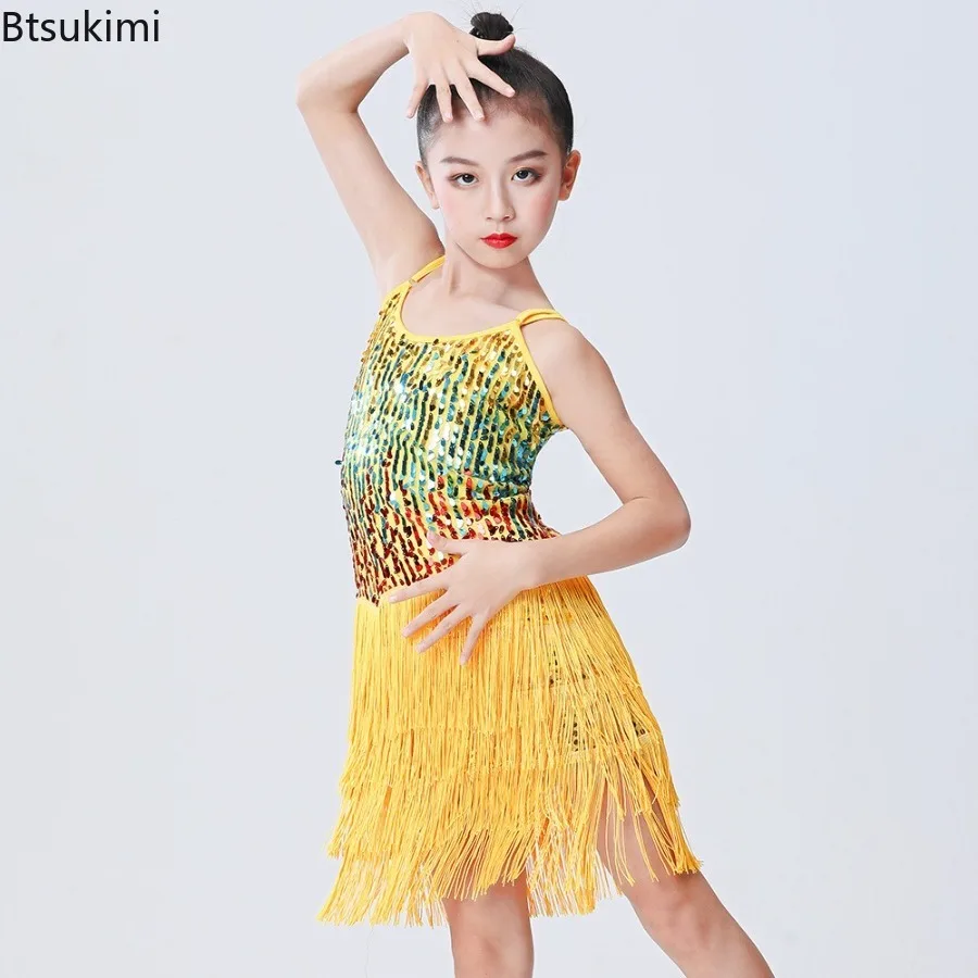 جديد اللاتينية فستان رقص الفتيات ملابس رقص تشا تشا الاطفال التانغو تنورة كرنفال ارتداء Dancewear السالسا ازياء شرابة فستان رقص