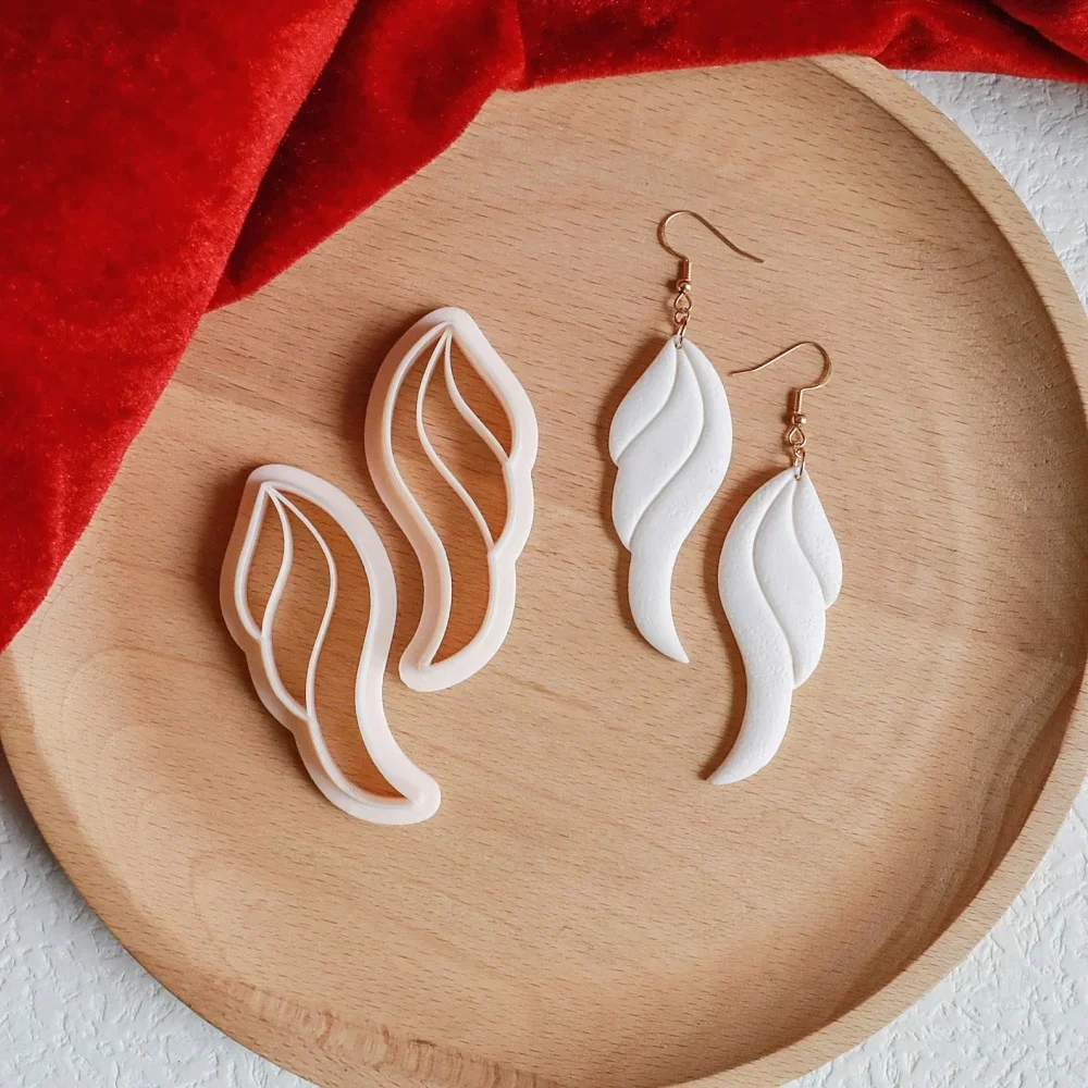Green Plant Leaves Shape Polymer Clay Cutters Flowers Dangle Clay Embossing Pottery Clay Earring Jewelry Pendant Making Tools