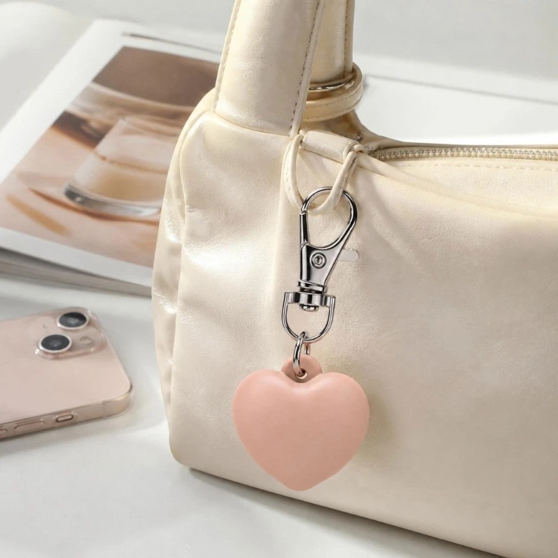 Y2K Colorful Acrylic Heart Keychain Plastics Love Ring For Women Girls Handbag Handmade Accessories Jewelry