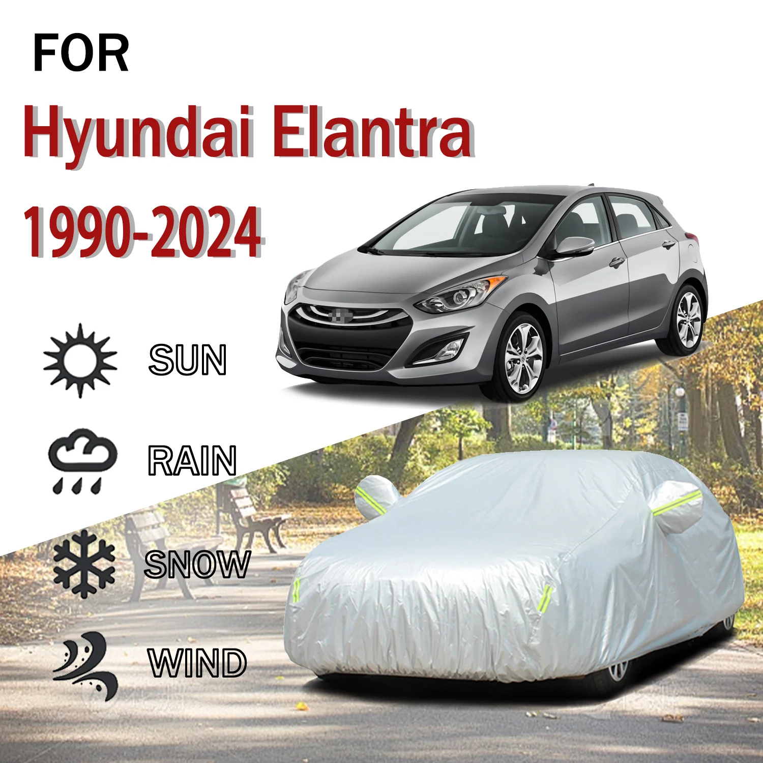 For Hyundai Elantra 1990-2024 Outdoor Protection Full 190T Car Covers Snow Cover Sunshade Dustproof Exterior Car accessories