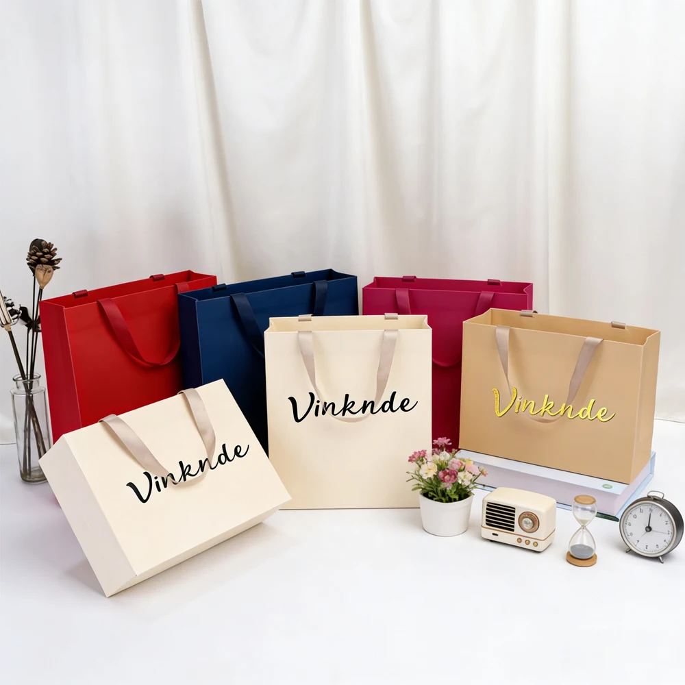 

Подарочная упаковка премиум-класса, роскошные бумажные сумки-тоут с тиснением из глянцевой фольги, индивидуальные с логотипом для розничной торговли бутиком, подарок на свадьбу