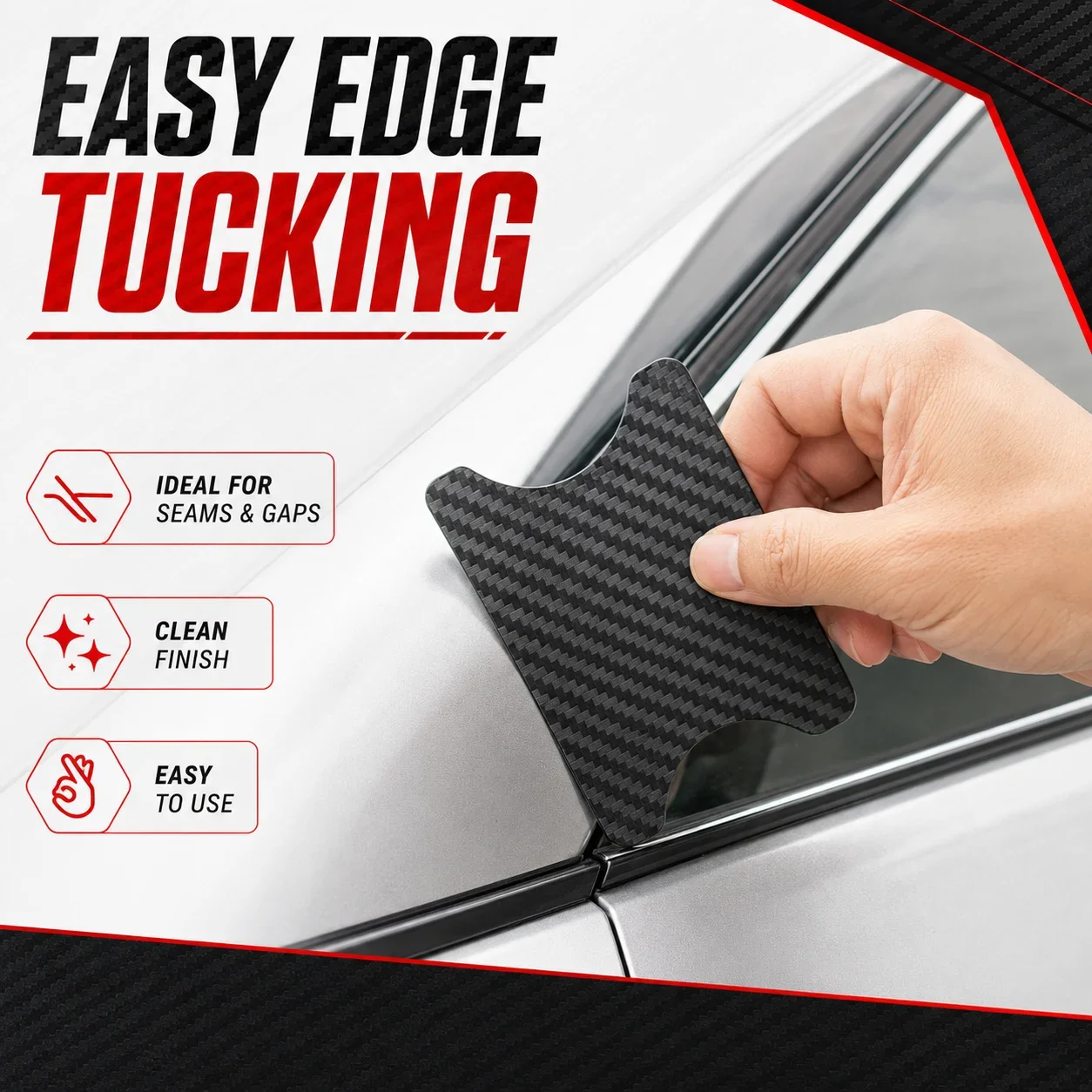 TOFAR Carbon Fiber Squeegee 0.5mm Ultra-thin Car Vinyl Wrap Window Tint Film Installation Tools Edge Tucking Scraper Applicator