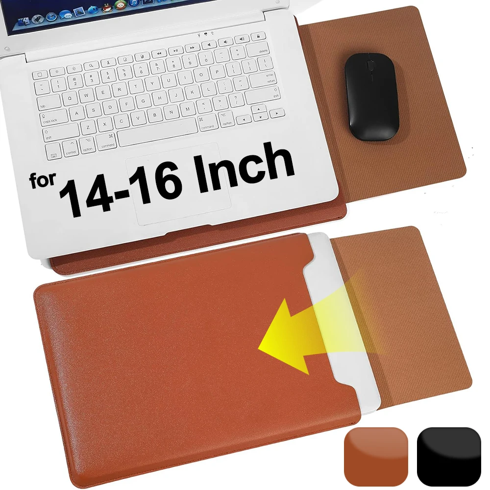 

Universal 14-16 Inch Laptop Case Leather Protective Bags Slim Anti-scratch Waterproof Computer Sleeve for MacBook Air Pro