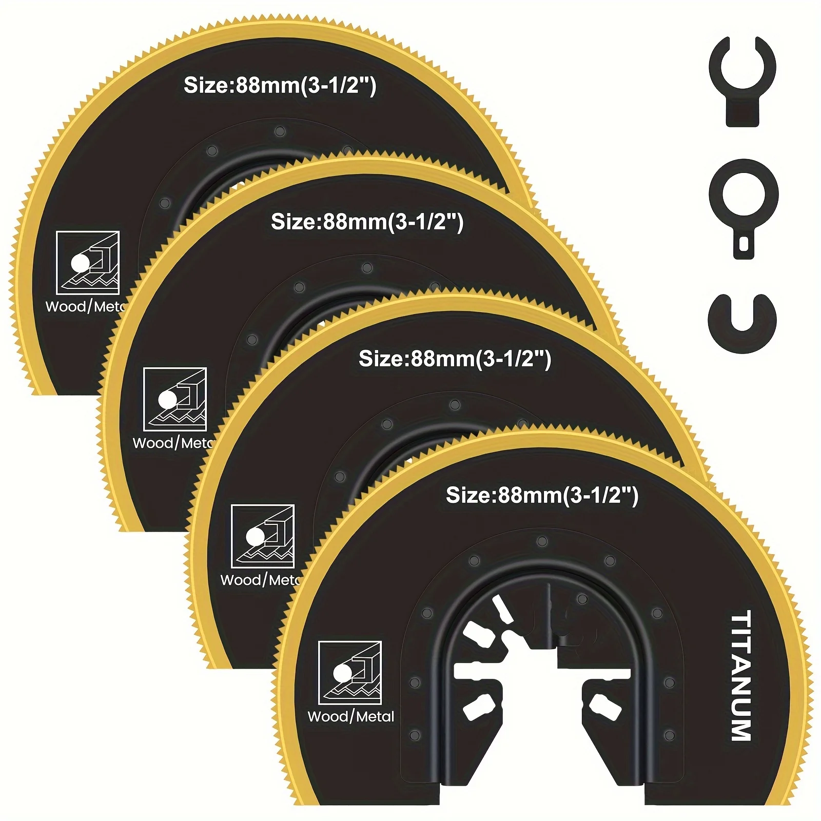Conjunto de lâminas de serra oscilante universal, semi círculo titânio bimetálico, segmento multiuso, 4pcs