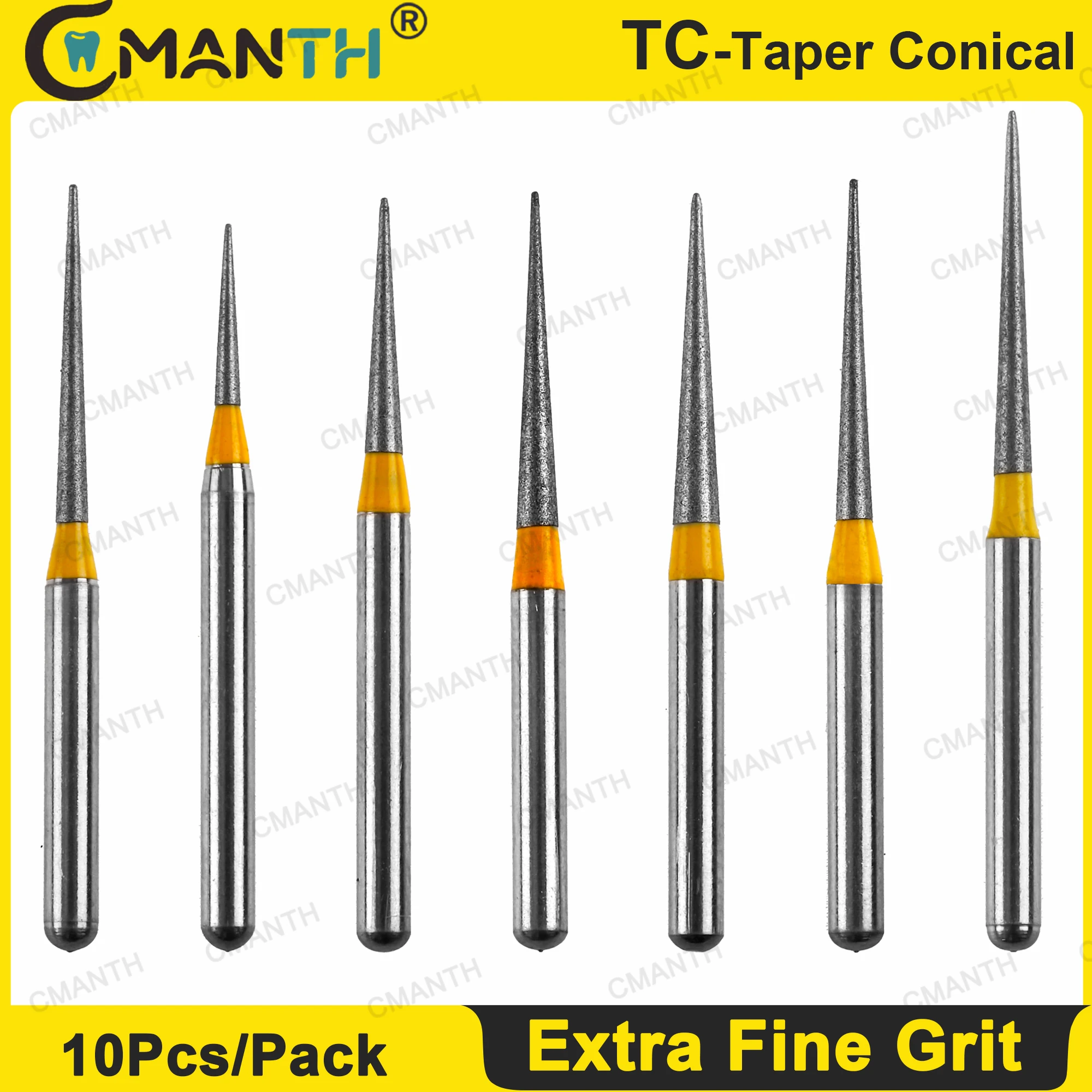 

Extra Fine Grit Dental Diamond Burs Strawberries Drills FG Dia 1.6mm Dentistry Burs TC Taper Conical End for High Speed Handpiec