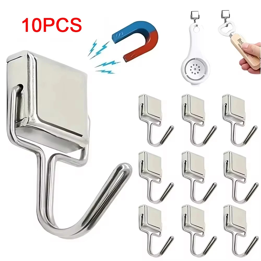 

10/5Pcs 180° Swivel Square Magnetic Hooks Heavy Duty Magnet Hanging Hooks Metal Refrigerator Hooks Horizontal Neodymium Magnetic