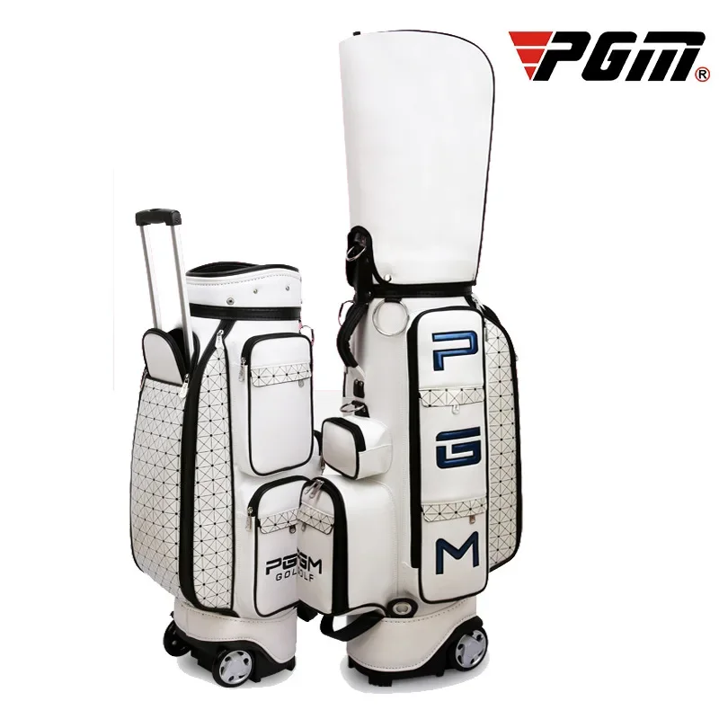 Pgm Retractable Golf Aviation Bag Portable Pu Leather Golf Standard Bag Golf Large Capacity Travel Package With Wheels