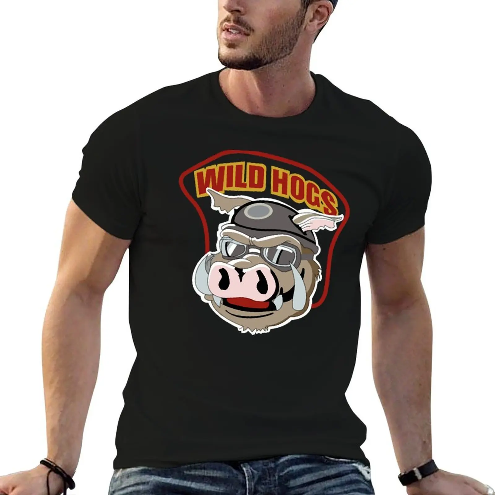 تي شيرت Wild Hogs Logo تي شيرت رجالي جرافيك تي شيرت رجالي عالي الجودة ماركة فاخرة تي شيرت