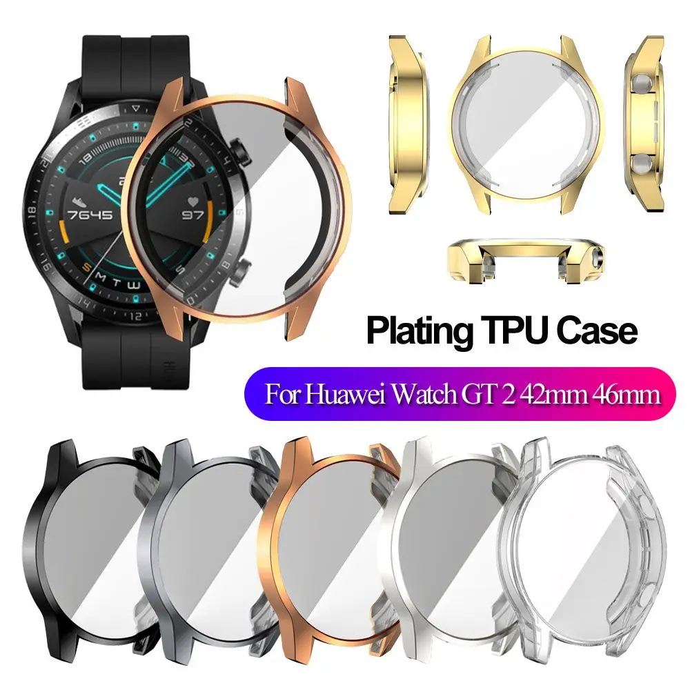 Sports Shell Skin Screen Protector TPU Watch Case Full Cover Electroplate For Huawei Watch GT 2 46mm 42mm