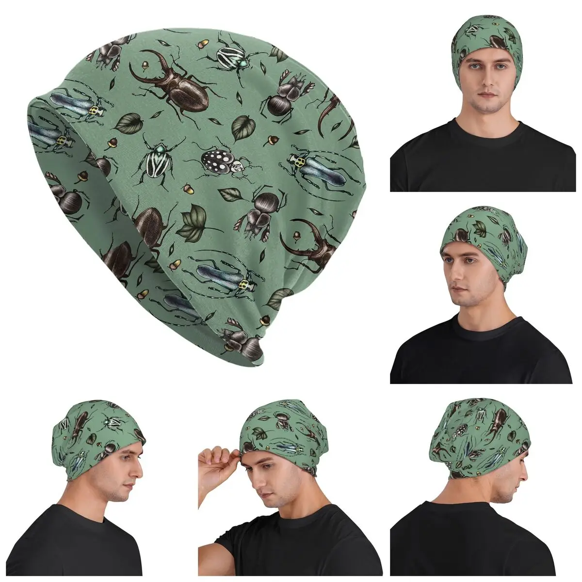 

Colored Beetle Pattern - Insect Collection Warm Knitted Cap Fashion Bonnet Hat Autumn Winter Outdoor Beanies Hats for Unisex