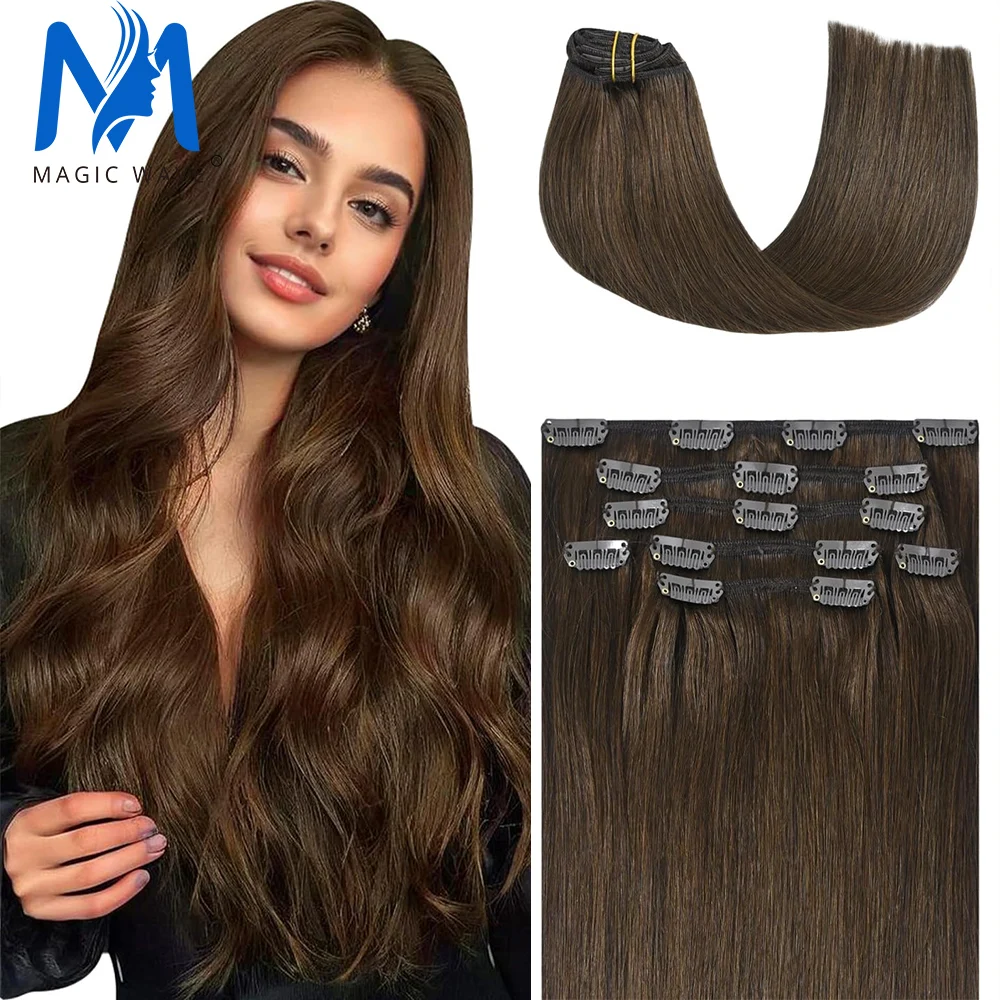 

Clip In Human Hair Extensions Full Head 120g 8 PCS 18 Clips Natural Color Human Hair Double Weft Remy Human Hair for Women