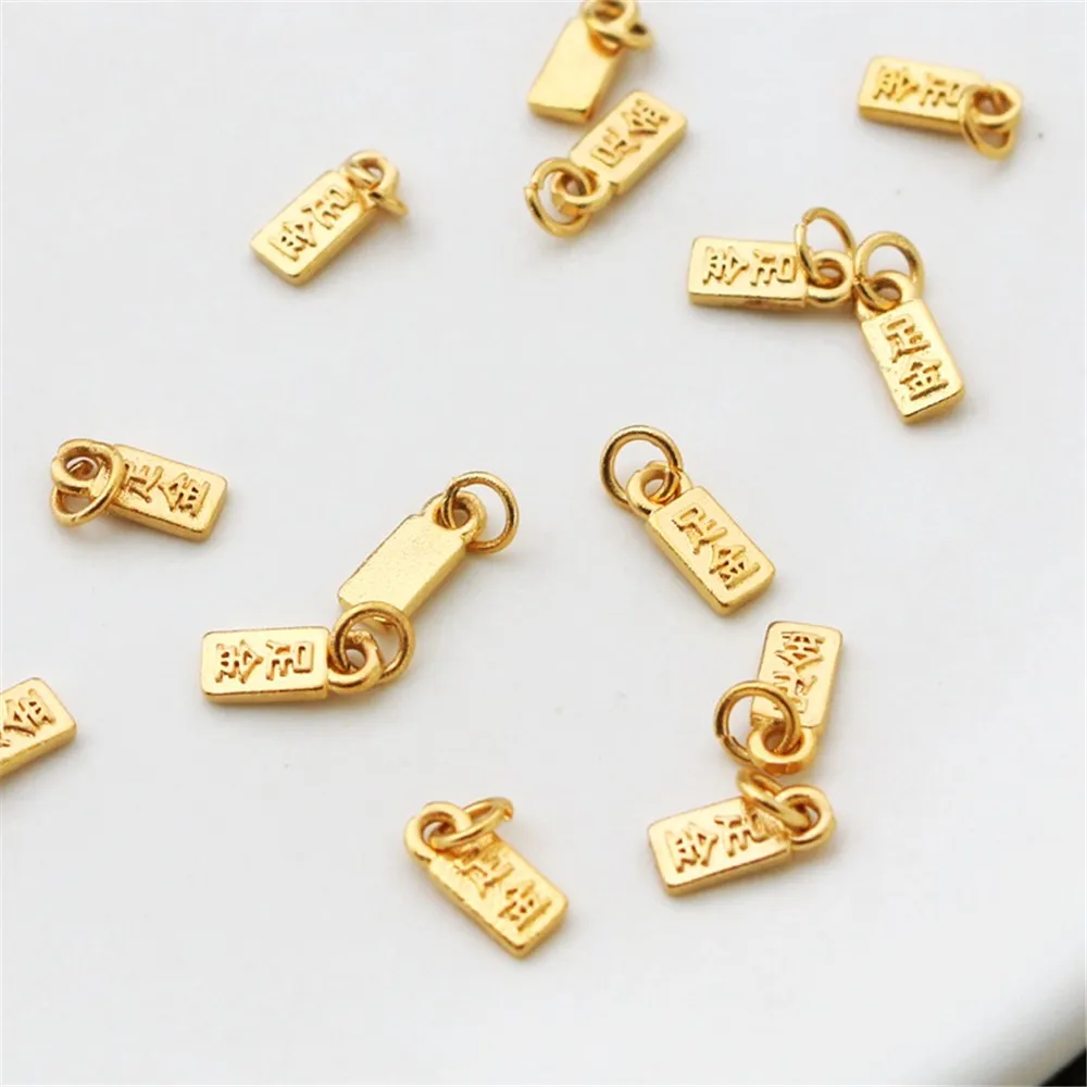 18K Vacuum Blasting Gold Small Tag, Sand Gold, 3.5x8.5mm, Bracelet Pendant Accessories, DIY Jewelry