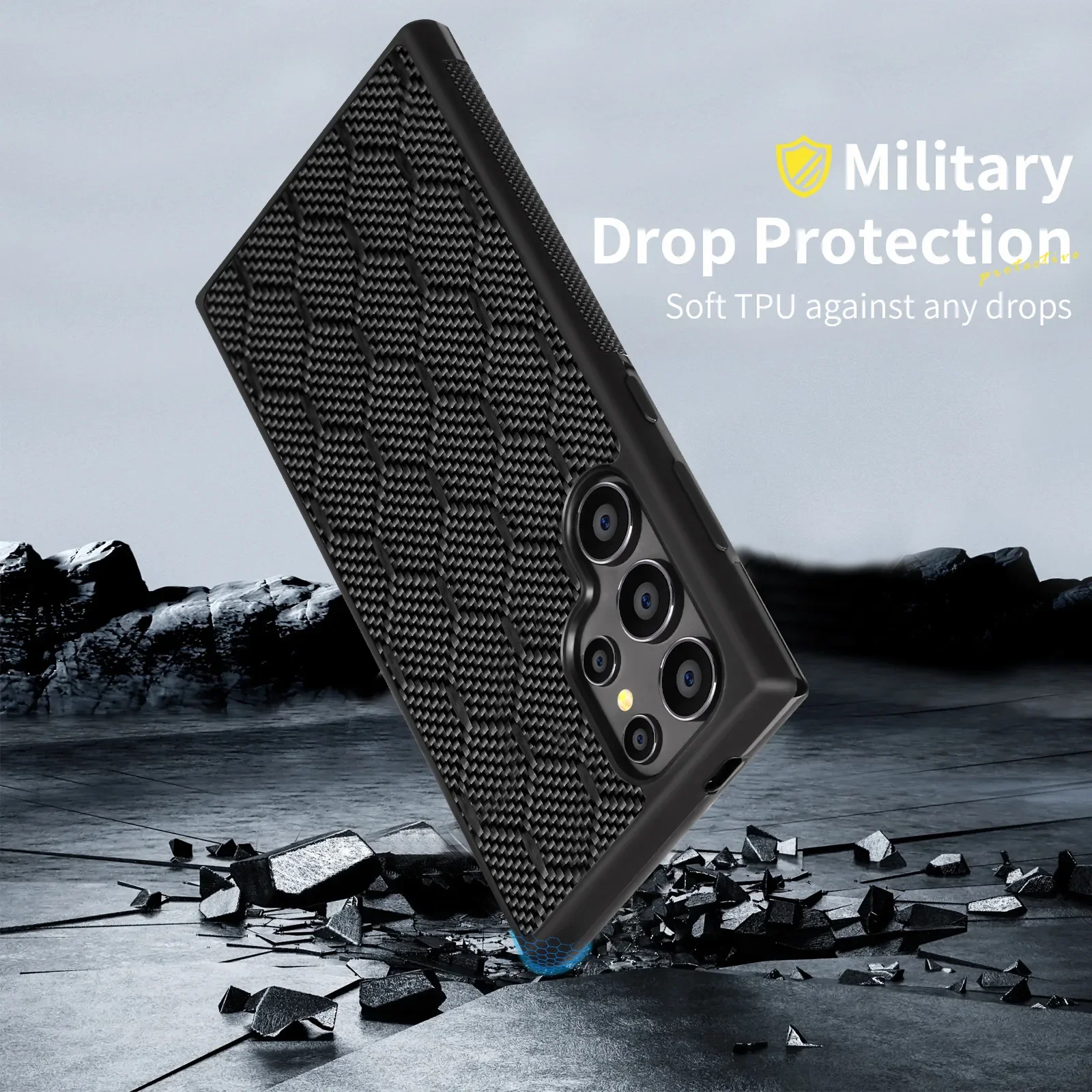 

Magnetic Real Glossy Woven Carbon Fiber Case for Samsung S25 S24 S23 S22 S21 Ultra S24FE S23FE S24+ S23+ Plus Cover with MagSafe