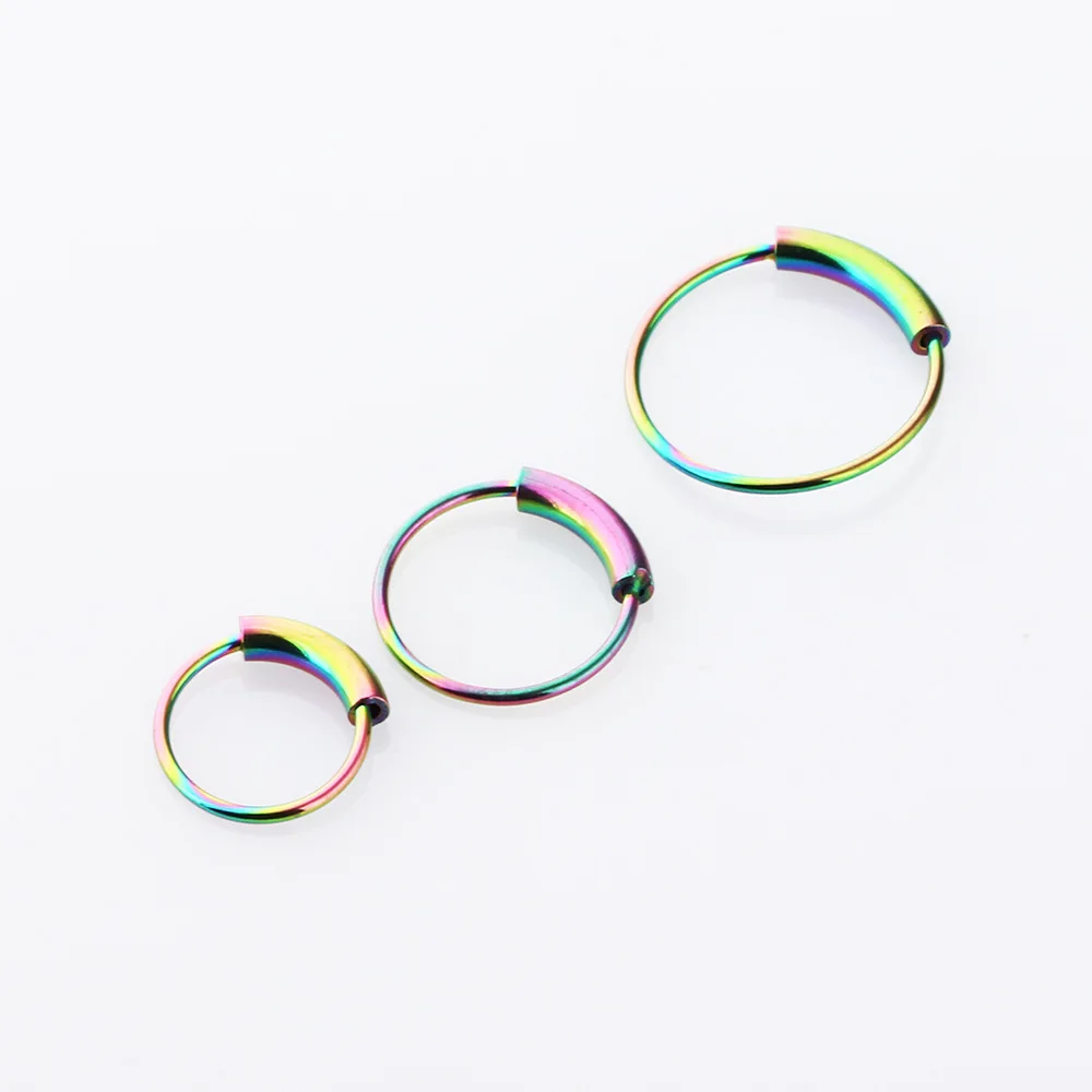 3pcs/lot 316L Surgical Steel Seamless Continuous Hoop Rings Nose Eyebrow Tragus Lip Ear Ring, 6mm / 8mm / 10mm view 5