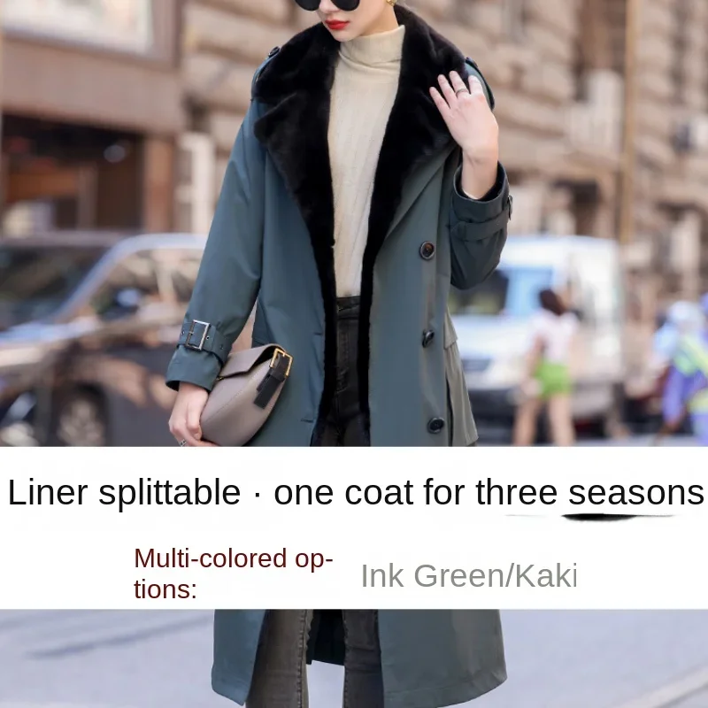 Tcyeek 2021 winter mode mink liner parkas vrouwen jas vrouwen kleding vrouwelijke elegant nick halflange afneembare nertsen bontjas