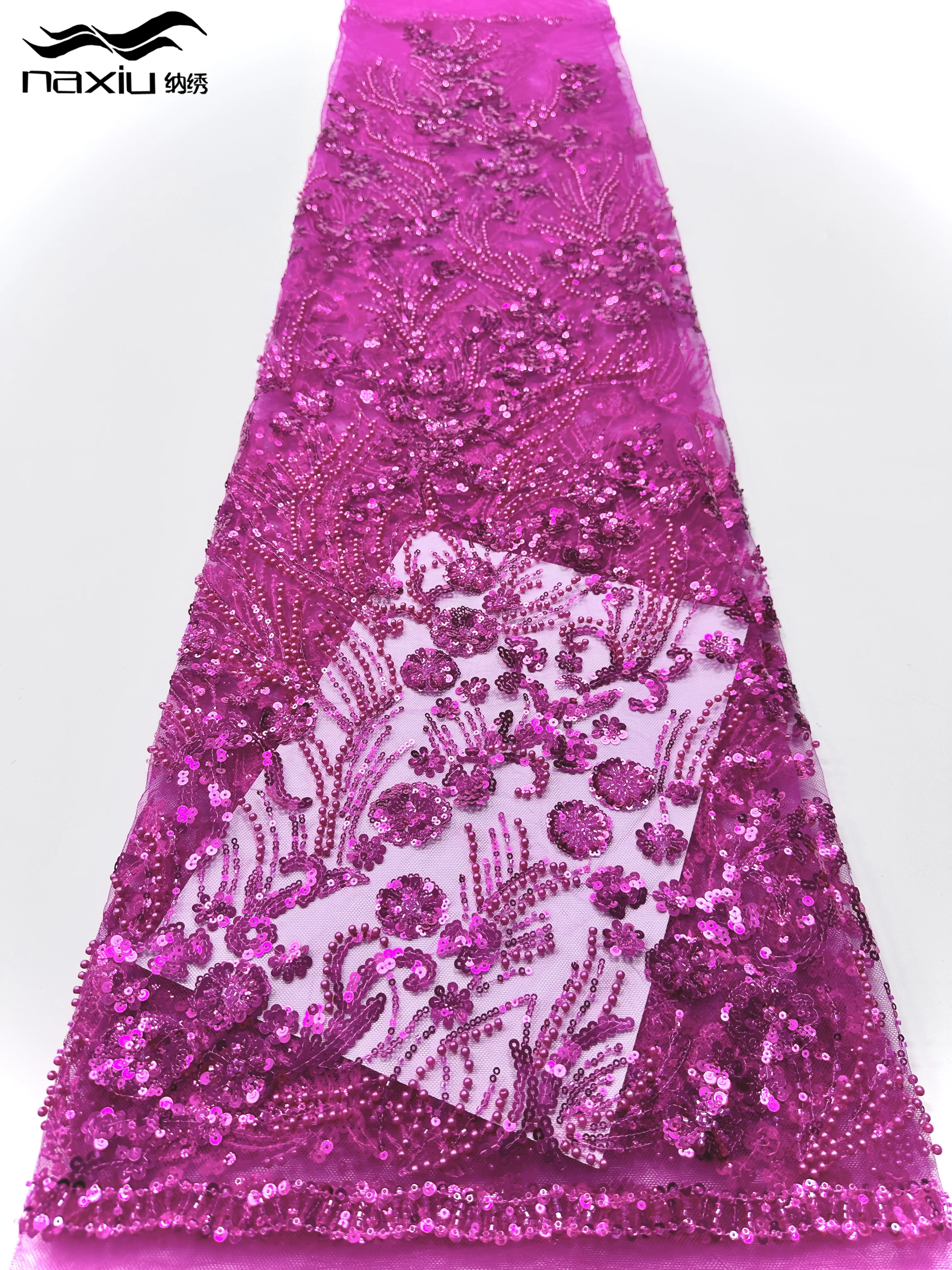 

Африканская кружевная ткань Madison с бисером, африканская кружевная ткань, 2021, высокое качество, 5 ярдов, сетчатая ткань с блестками, материалы для платьев