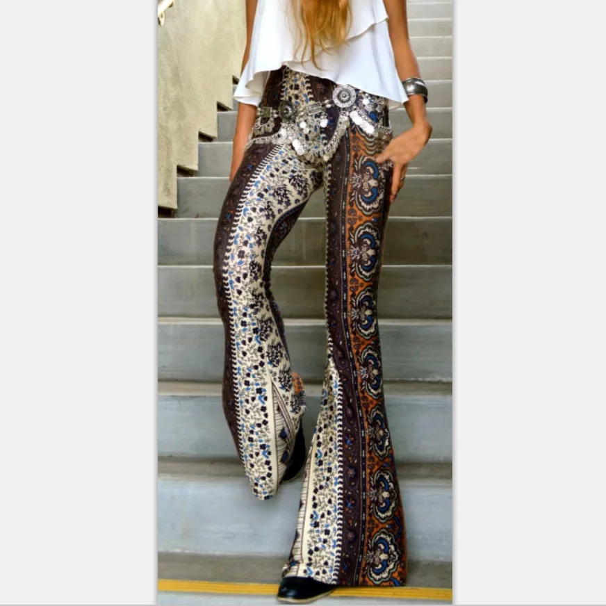 Women's Pants And Trousers 2026 Spring And Summer New Popular Tight-fitting Butt-hugging Printed Bell-bottom Pant Woman Clothes