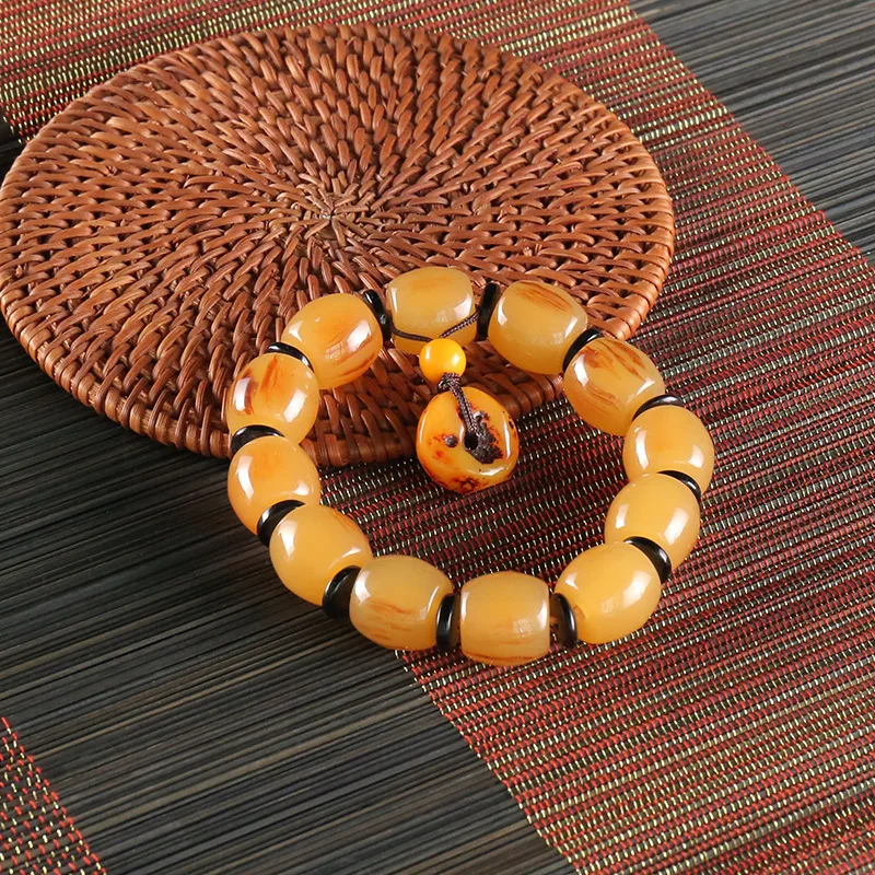 Antelope horn barrel beads hand string ice species antique style antique vintage drum beads Buddha beads bracelet play jewelry