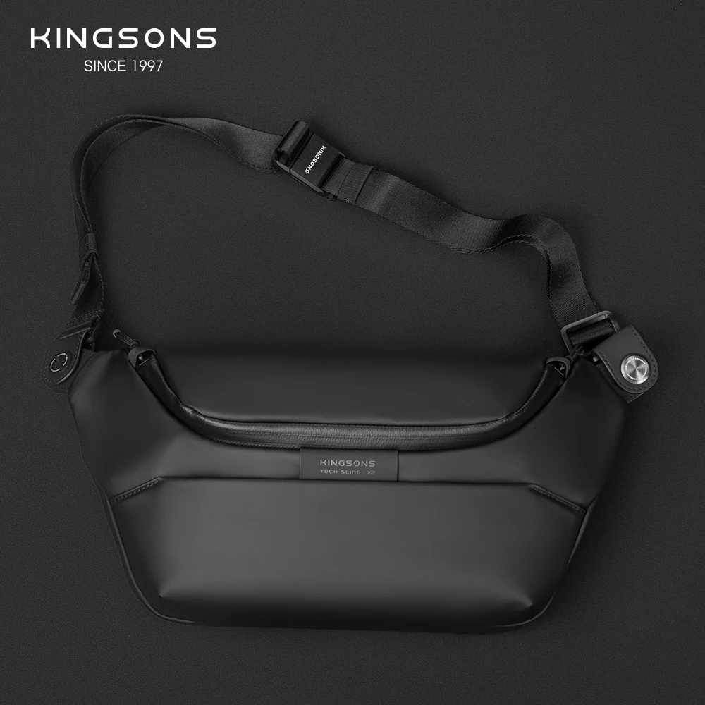 Kingsons Men Chest Bag Messenger Bag Portable Sling Shoulder Bag Black Small Crossbody Bag Magnetic With Quick-Release Buckle