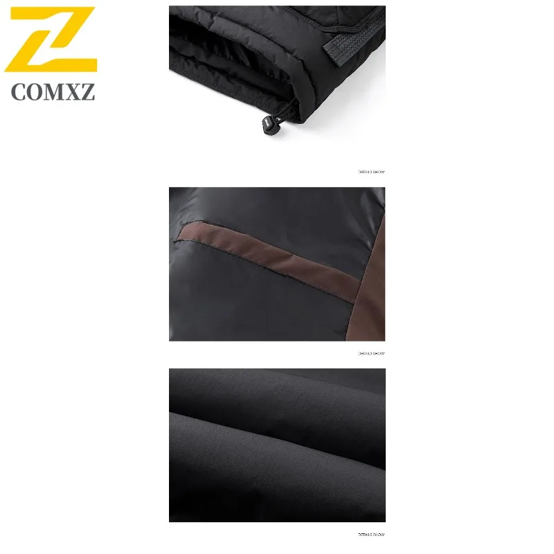 سترة COMXZ Premium للرجال بياقة واقفة لركوب الدراجات في الهواء الطلق سترة سميكة دافئة بلون سادة معطف شتوي خفيف الوزن للسفر