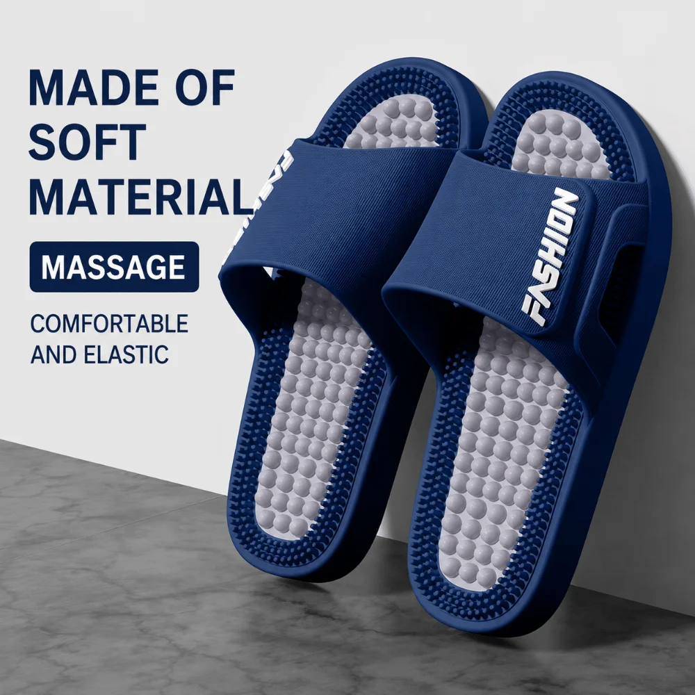 Acupressure Men's Massage Slippers Boost Circulation Anti-odor Foot Massage Slippers Lightweight Soft Bottom Bathroom Slippers