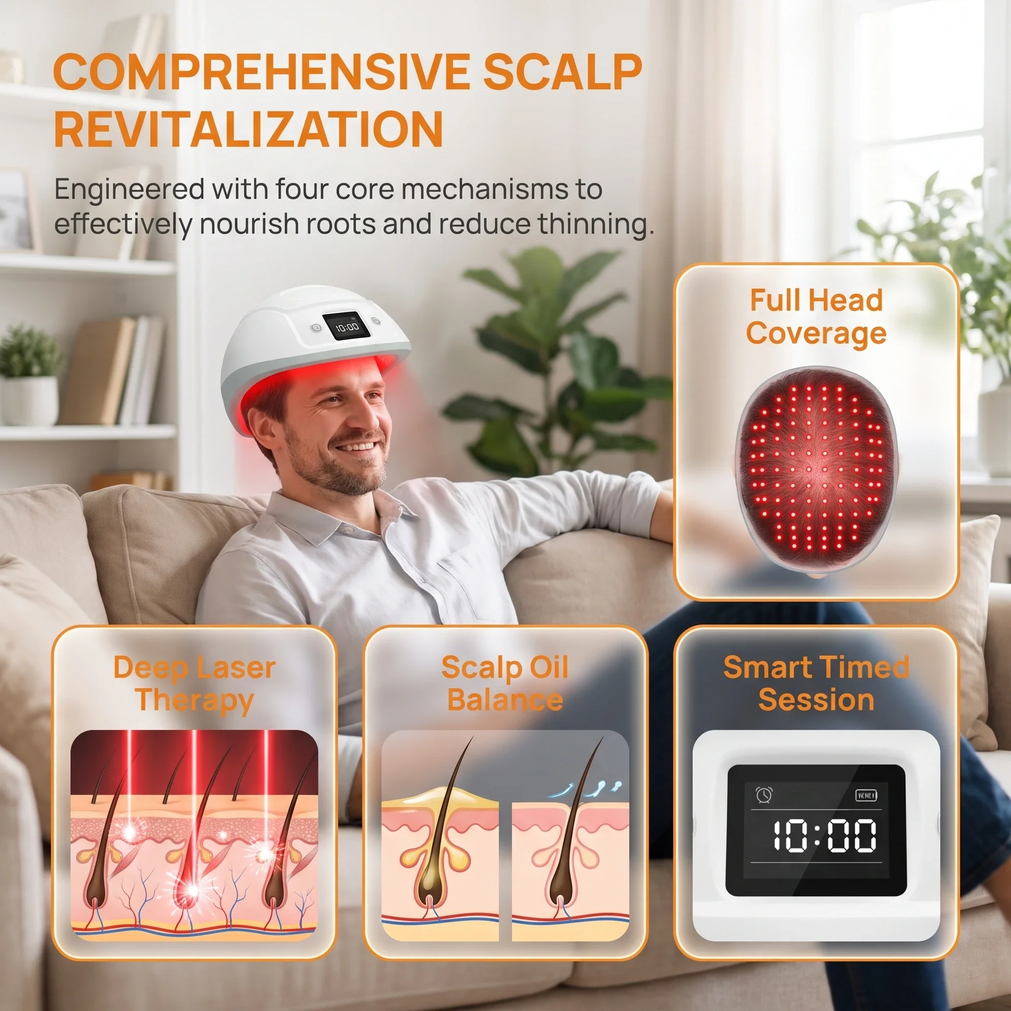 650nm LLLT Laser 100 Diodes Hair Growth Regrowth Cap Scalp Massager Device for Anti Hair Loss Oil Control Scalp Care