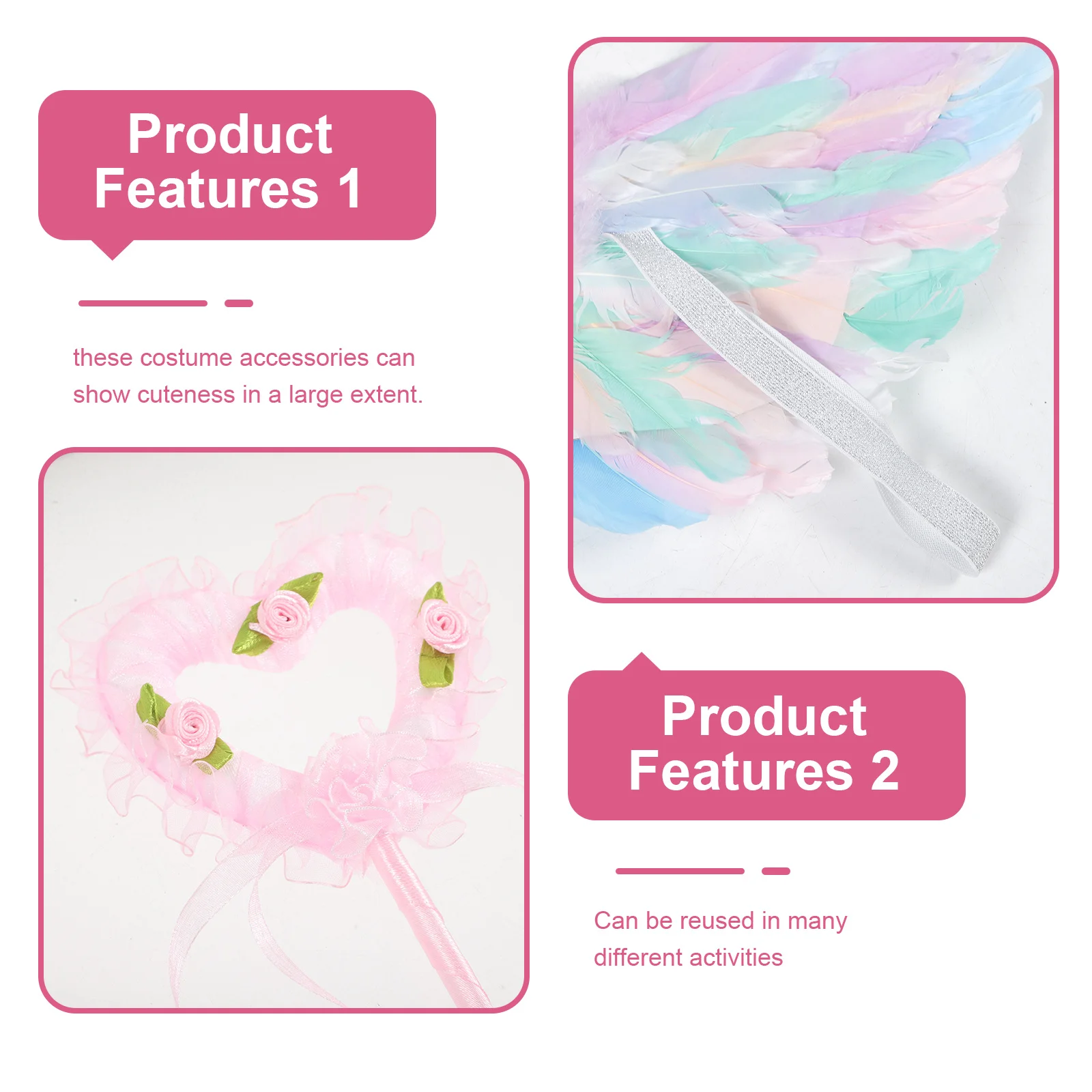 1 세트 윙 머리띠 요정 지팡이 의상 액세서리 소녀를위한 가볍고 편안한 코스프레 축제 무대 파티 소품