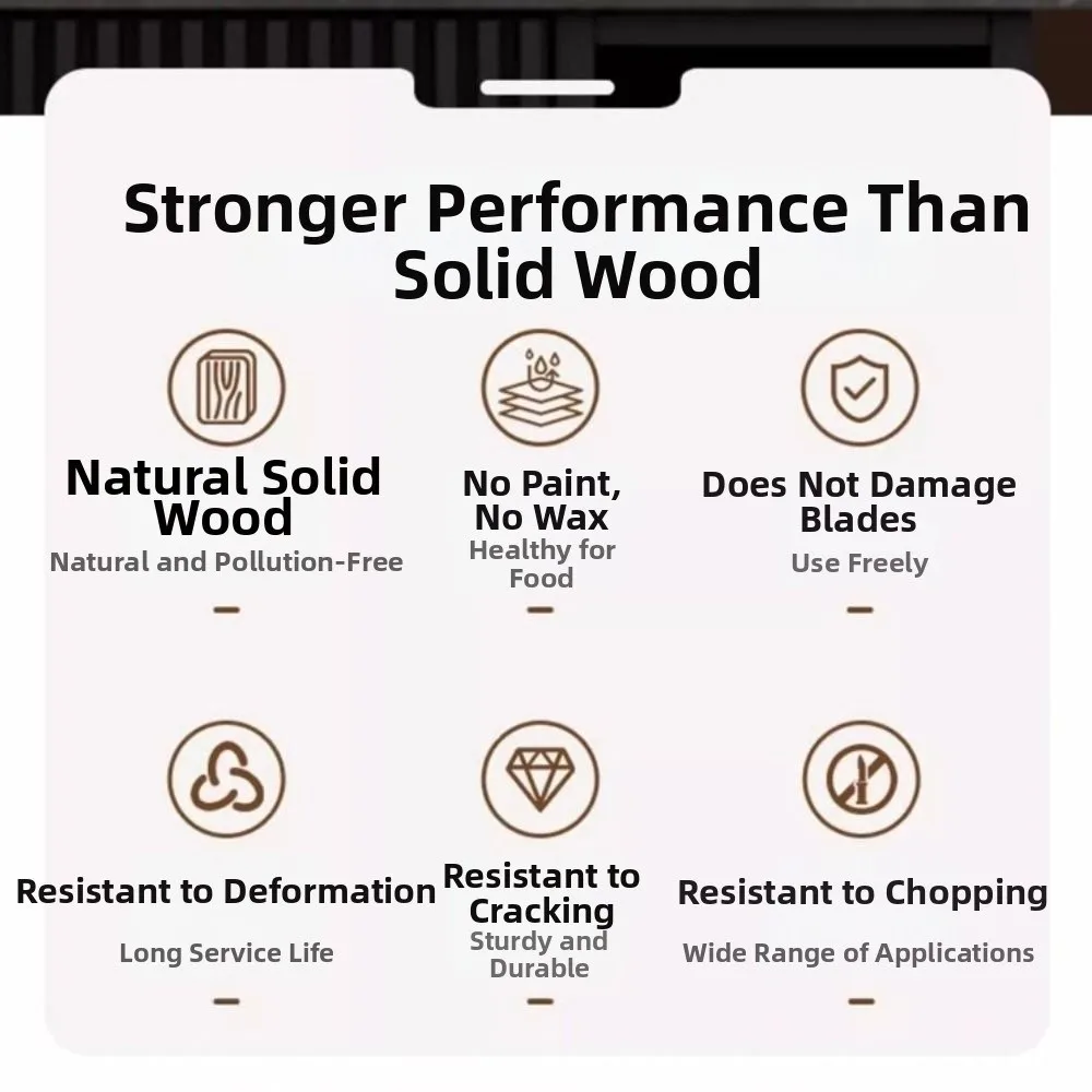 

Double-Sided Wood Cutting Board Stainless Steel Hangers Anti-slip Design Chopping Board Multifunctional Wood Antibacterial Board