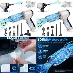 15000Pa Cordless Wet/Dry Vacuum Cleaner, 120W Power, Washable HEPA Filter, Multi-Tools for Car, Pet, Home, Office