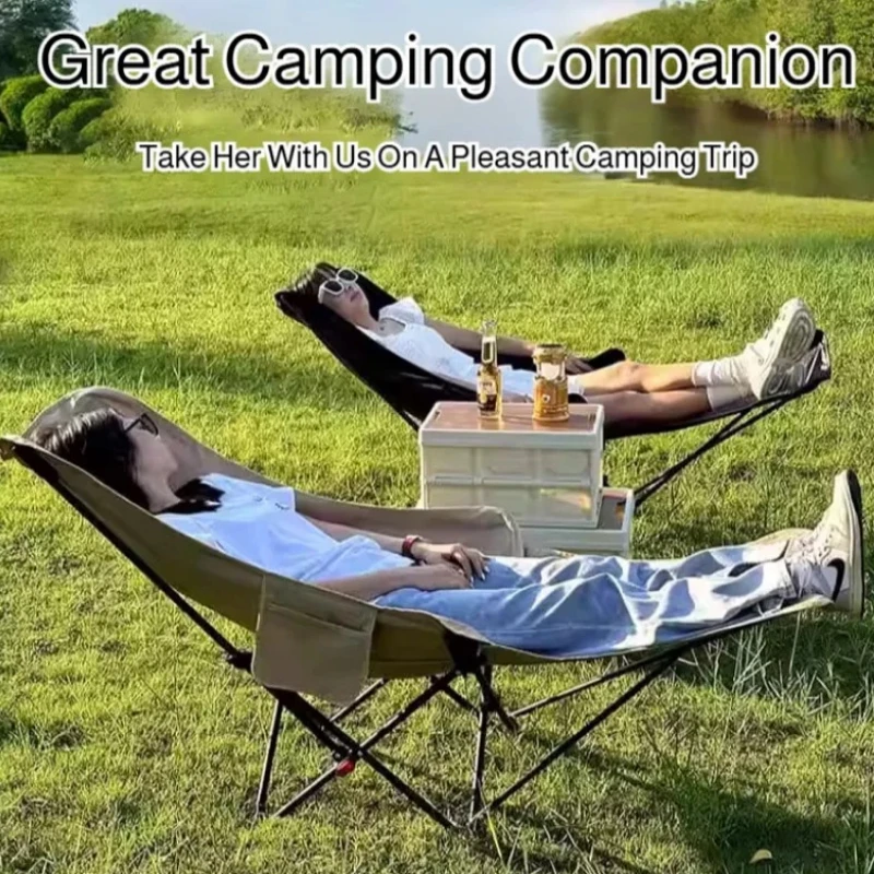 

Portable Folding Chair Recliner Curved Headrest Comfort Experience Easy Storage Lunch Foldable Recliner Four-level Adjustable