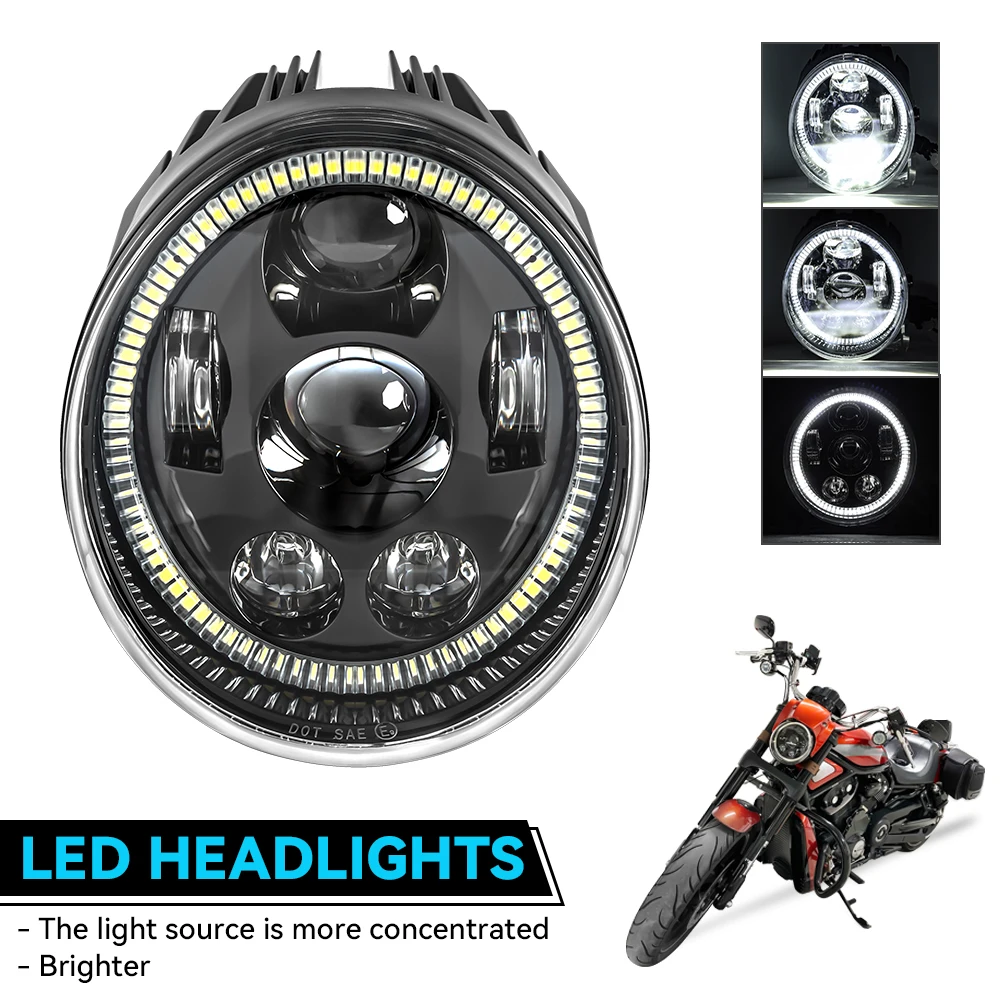 

For V Rod VRSCF VRSC VRSCR 2002-2017 60W Vrod LED Front Headlight HI/Low Beam Motorcycle Headlamp