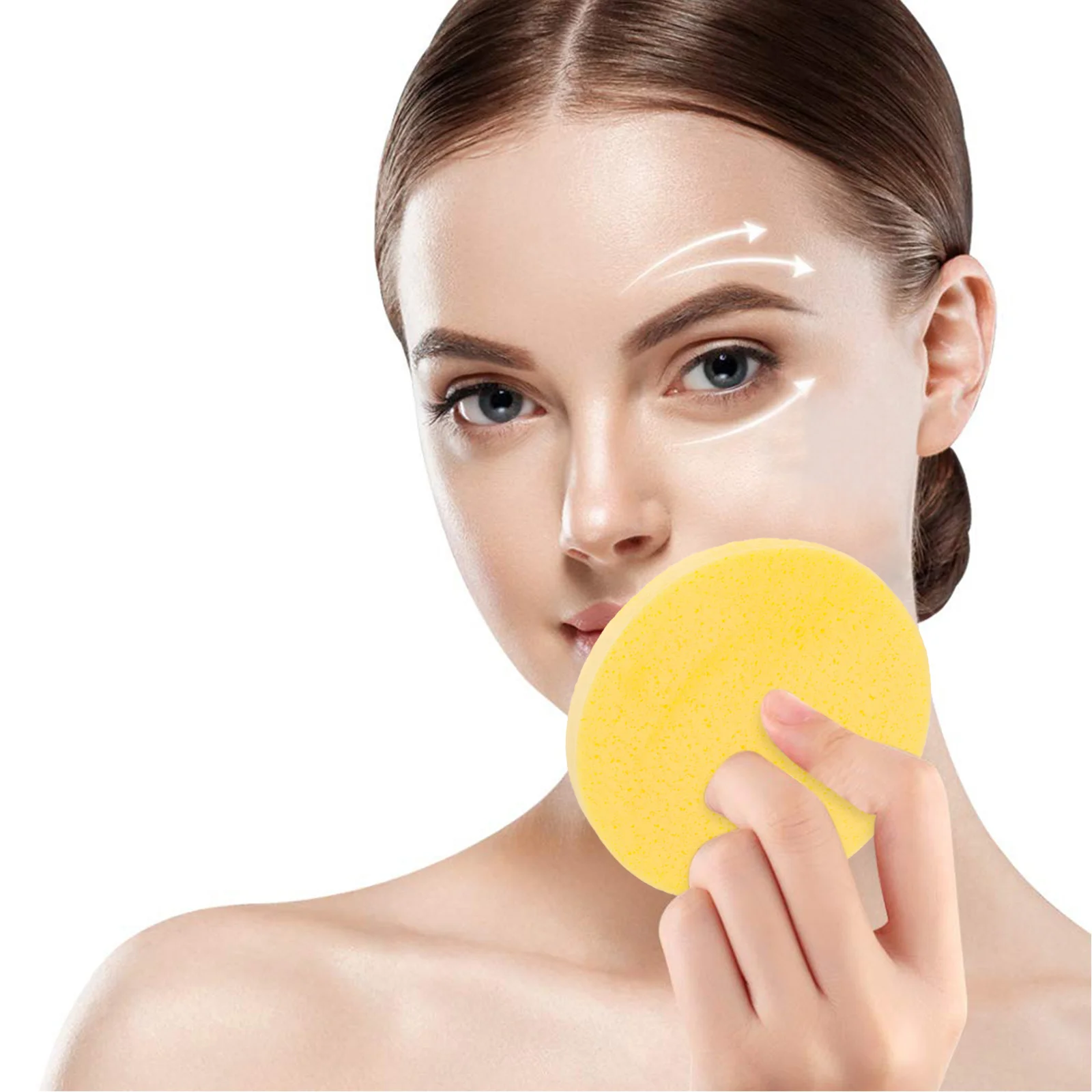 50pcs Compressed Face Sponges For Cleansing Facial Sponge Wash Exfoliating Makeup Removal Travel Skincare Yellow